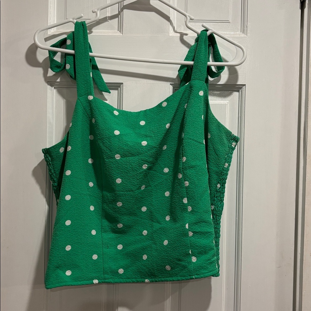 Old Navy Green Top with White Dots